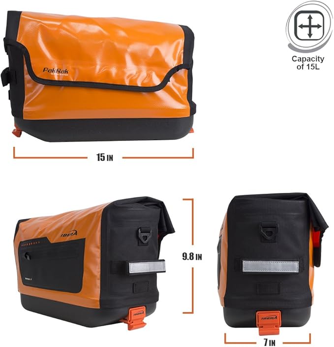 Ibera Bike Trunk Bag - PakRak Clip-On Quick-Release Waterproof Bicycle Commuter Bag