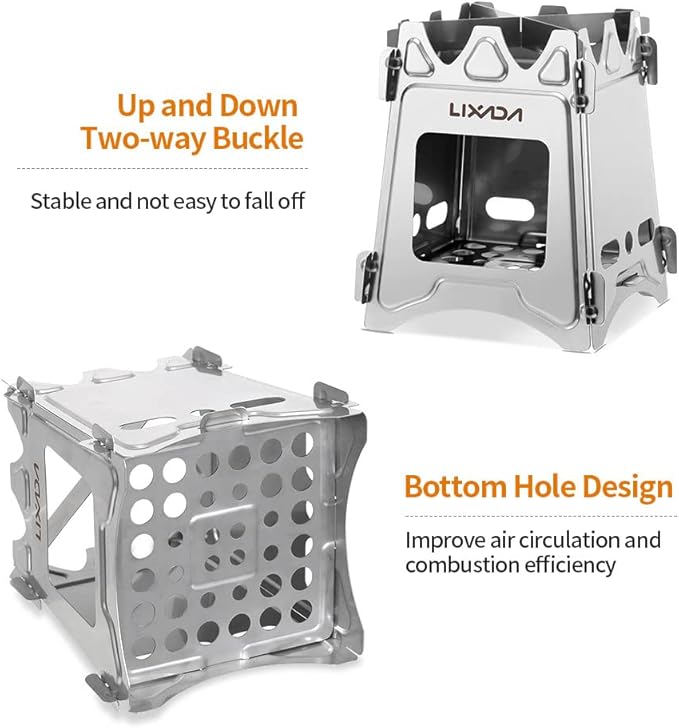 Lixada Camping Stove Wood Burning Stoves Portable Backpacking Stove Stainless Steel Alcohol Stove for Outdoor Camping Hiking Backpacking Picnic BBQ