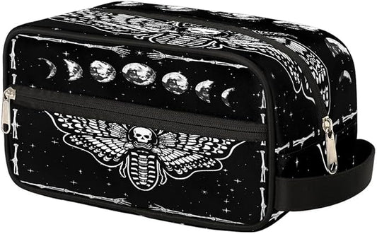 Gothic Skull Black Hanging Toiletry Bag,Travel Hygiene Kits,Waterproof Makeup Carry-on Bags,Cosmetic Bag,Approved Shave Dopp Kit for Toiletries Shower Bathroom Halloween Accessories Gifts