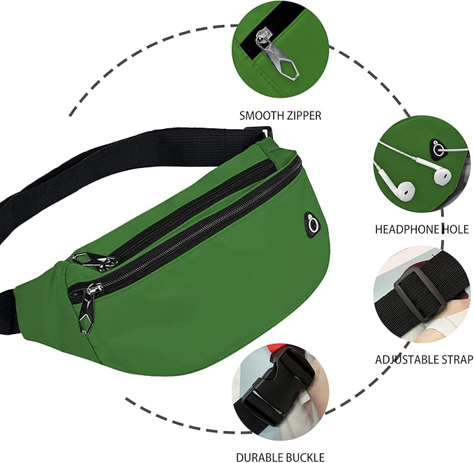 Fanny Pack for Men Women, Waterproof Sports Waist Bag Pack, Belt Bag for Travel Hiking Running