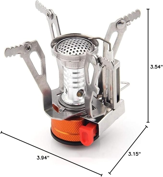 Backpacking Stove Portable Camping Stove with Piezo Ignition Stable Supports Ultralight Stove for Camping Hiking and Backpacking Trips Cooking (Orange)