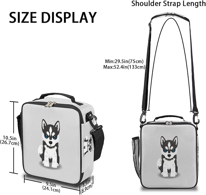 Husky Dog Insulated Lunch Bag Kids Cute Puppy Thermal Meal Reusable Lunch Box for Girls,Boys Waterproof Back to School Picnic