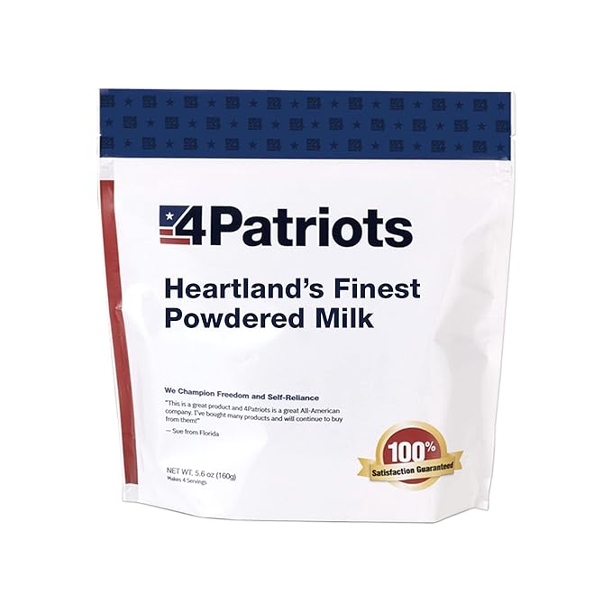 4Patriots Heartland's Finest Powdered Milk: Survival Milk With Long-Lasting Shelf Life, 8 Servings