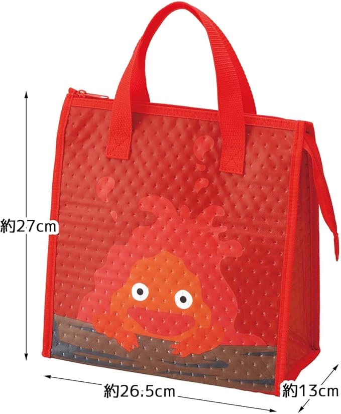 Skater Studio Ghibli Howl's Moving Castle Thermal Insulated Lunch Bag with Zip Closure - Calcifer