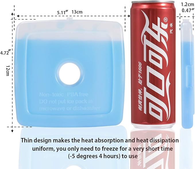 Cold Ice Pack Brick Reusable Long Lasting Cool Slim Thin Freezer Pack Cooler for Lunch Boxes Bag