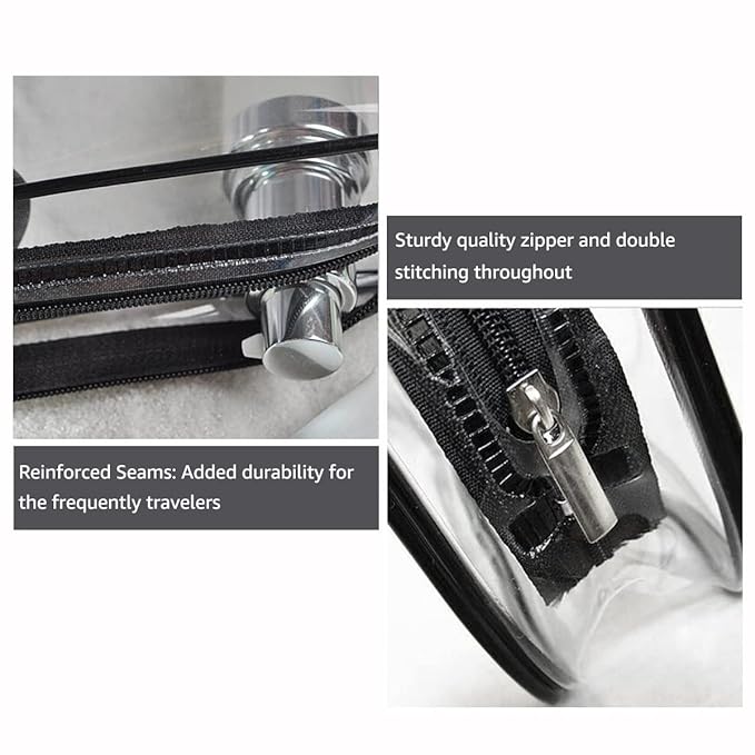 2Pcs Crystal Clear PVC Travel Toiletry Bag Kit for Women Men, Waterproof Vinyl Packing Organizer Storage Bags with Zipper Handle Straps, Cosmetic Pouch Carry on Airport Airline Compliant Bag Handbag
