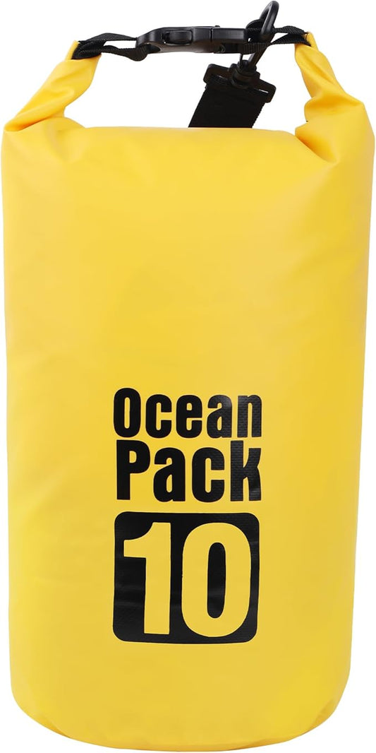 Dry Bag Waterproof for Women Men,10L Rolled Lightweight Dry Storage Bag Backpack with Phone Case for Travel,Swimming,Boating, Kayaking,Camping & Beach,Yellow