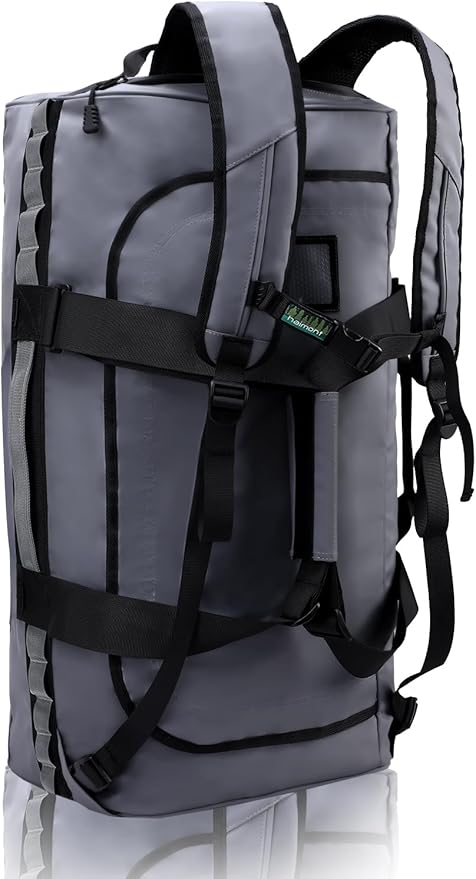 Haimont Gym Duffel Backpack Bag for Men Large Sports Duffle Bags with Backpack Straps for Hiking Travel Weekender Workout, Water Resistant, Gray, 90L