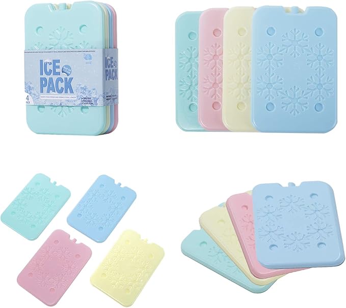 BLUE ELE Macaron-Colored Ice Pack for Lunch Box and Cooler, BPA Free, Reusable and Long Lasting, Slim and Lightweight Design, Set of 4, Fun & Colorful, BE01 Macaron-Colored