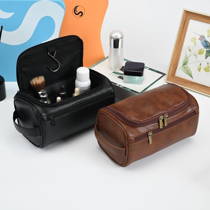 Personalized Large Toiletry Bag for Men,Premium Quality Durable and Stylish Travel Organizer for Travel, Grooming and Personal Care,Waterproof Leather Dopp Kit Gifts for Men