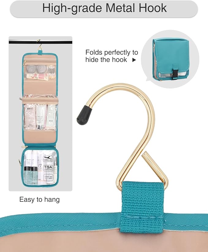 Hanging Toiletry Bag for Women with Tsa Approved Toiletry Bag, Travel Foldable Toiletries Bag Cosmetics Jewelry Toiletry Bag Water Resistant Makeup Organizer for Traveling