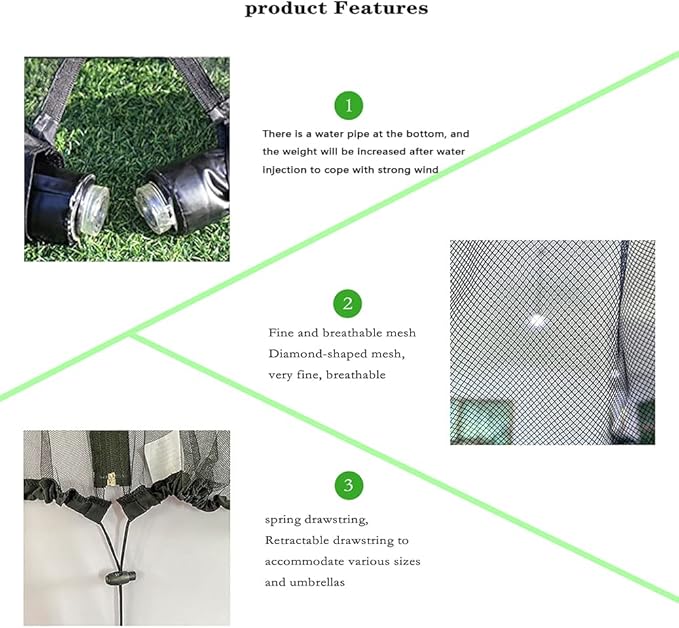 10FT Mosquito Net for Patio Umbrella Outdoors Screen Polyester Hanging Tent （Mosquito Net Only） (10FT)