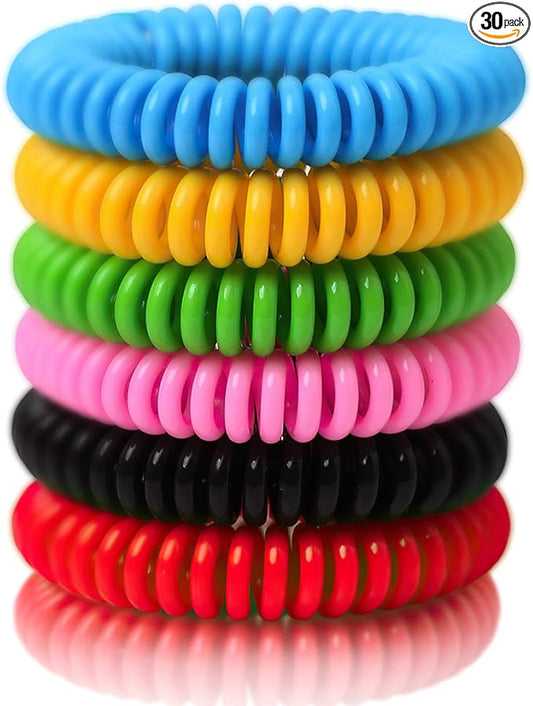 Mosquito Bracelets, 30 Pack Individually Wrapped, DEET Free, Natural and Waterproof Band