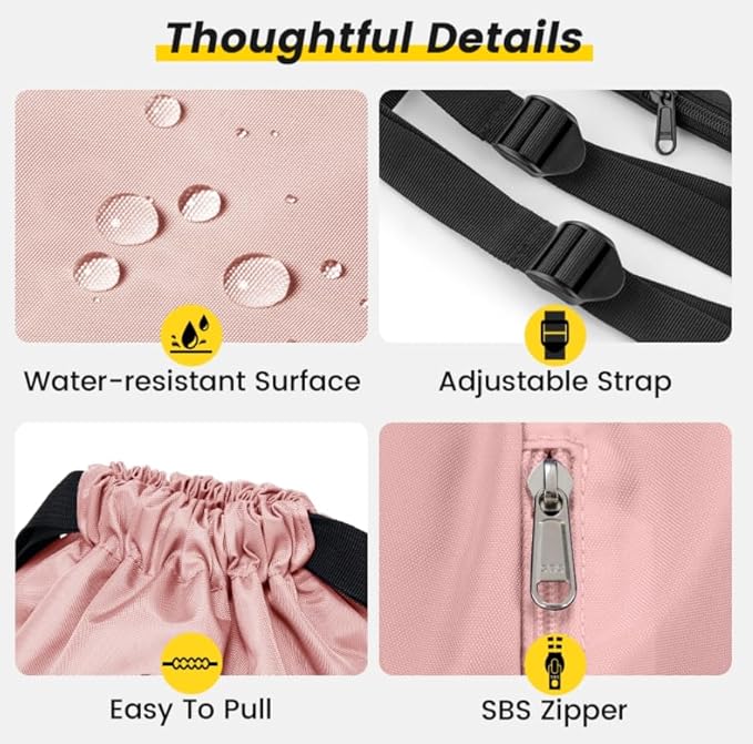 Vorspack Drawstring Backpack Water Resistant String Bag Sports Gym Sack with Side Pocket for Men Women