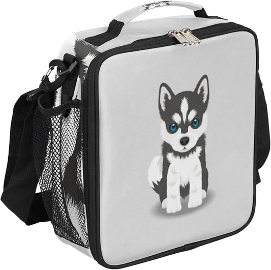 Husky Dog Insulated Lunch Bag Kids Cute Puppy Thermal Meal Reusable Lunch Box for Girls,Boys Waterproof Back to School Picnic