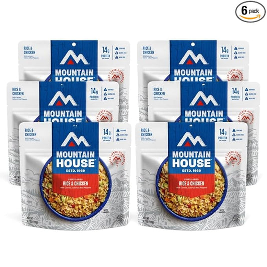 Mountain House Rice & Chicken | Freeze Dried Backpacking & Camping Food | Gluten-Free | 6-Pack