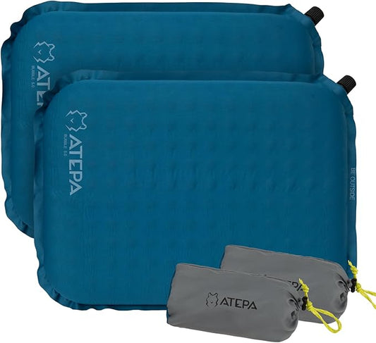 ATEPA Inflatable Stadium Seat Cushion, Self-Inflating Memory Foam Stadium Seats Camping Accessories Chair Pad for Outdoor Airplane Travel Bleacher Patio Backpacking