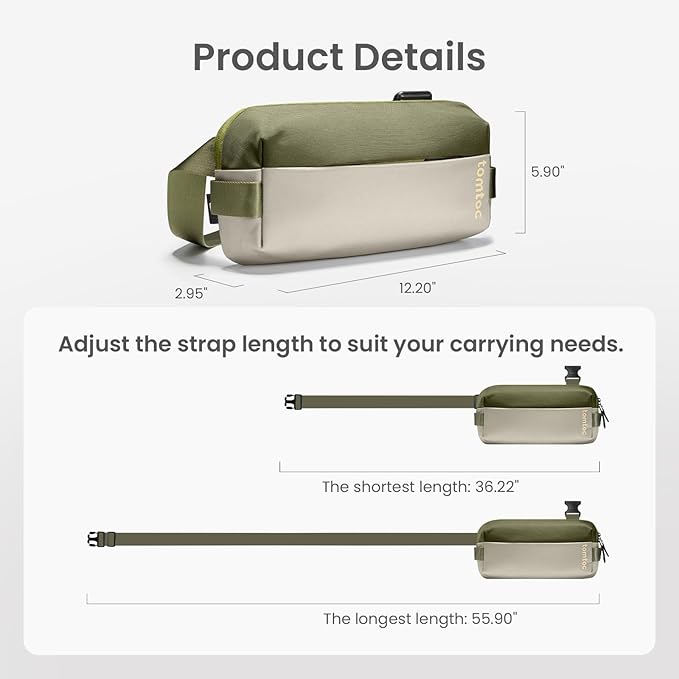 tomtoc Compact EDC Sling Bag, Chest Shoulder Crossbody Sling Daypack for Men Women, Water-resistant Lightweight Everyday Carry Casual Pack for Nintendo Switch 2, Tactical, Travel, Work, Gym, Sport