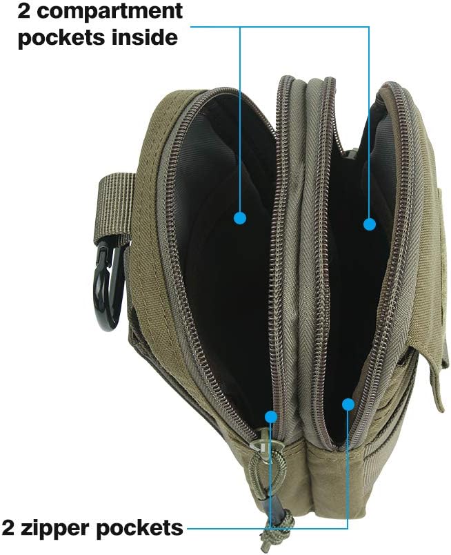 EXCELLENT ELITE SPANKER Tactical Molle EDC Pouch Nylon Belt Waist Bag Camping Hiking Organizer with Cellphone Holster for iPhone 12Pro 12 11ProMax XsMax XR XS X 8Plus 8 7 6 Samsung Galaxy Note 9 S9