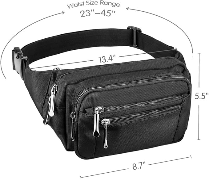Fanny Pack for Men&Women Waterproof Waist Pack Bag Hip Bum Bag with Rain Cover Adjustable Strap for Sports Outdoors Workout Running Traveling Hiking Cycling Dog Walking Casual Fishing