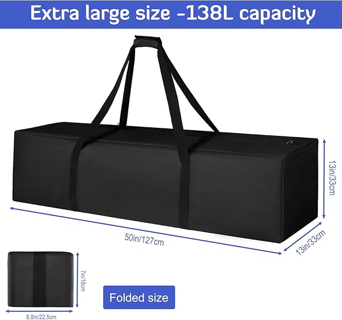 INFANZIA Duffel Travel Sports Equipment Bag, Long Luggage Bag with Upgrade Zipper Water Resistant, Extra Large Foldable Storage Bag for Camping, Tent, Tripod, Fishing(50x13x13 inch,2PCS)