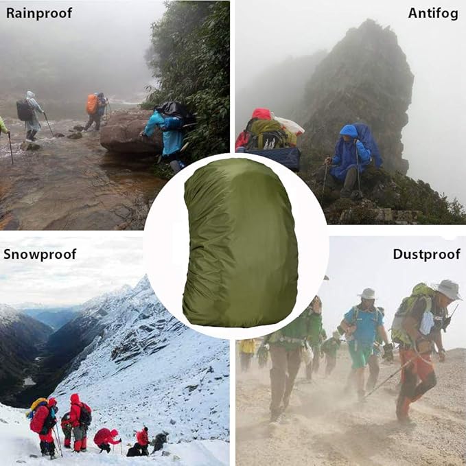 Waterproof Backpack Rain Cover with Anti Slip Buckle Strap for Camping, Hiking, Traveling, Hunting, Biking, 15-80L