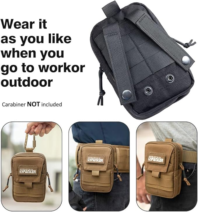 EXCELLENT ELITE SPANKER Tactical Molle EDC Pouch Nylon Belt Waist Bag Camping Hiking Organizer with Cellphone Holster for iPhone 12Pro 12 11ProMax XsMax XR XS X 8Plus 8 7 6 Samsung Galaxy Note 9 S9