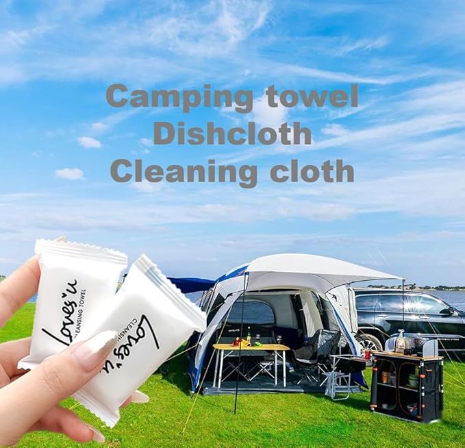 Premium Disposable Washcloths for travel, 40pcs Portable Disposable Pure Cotton Compressed Towels for Face Hand Washing, Thick Large, Reusable Compact, for traveling Camping, Hiking, Backpacking