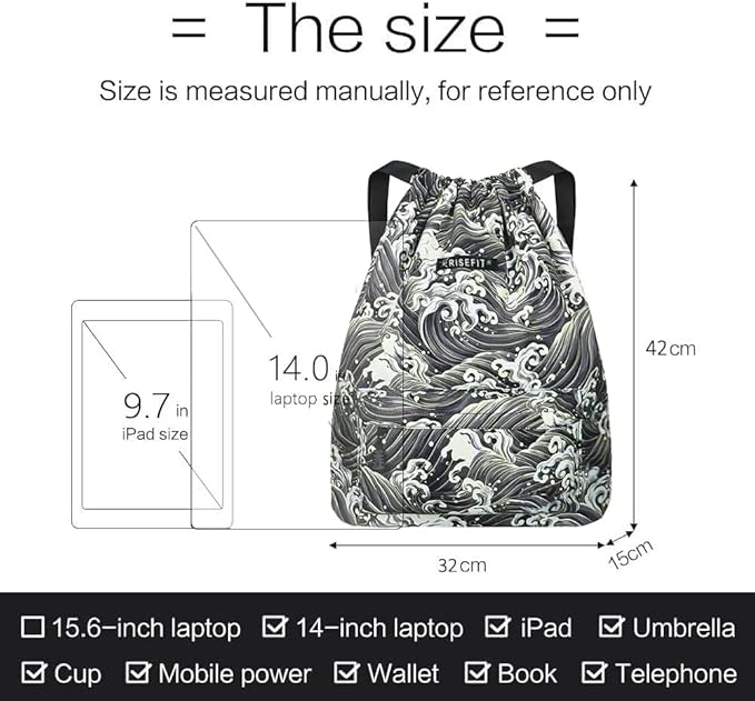 Waterproof Drawstring Bag, Gym Bag Sackpack Sports Beach Backpack for Men Women