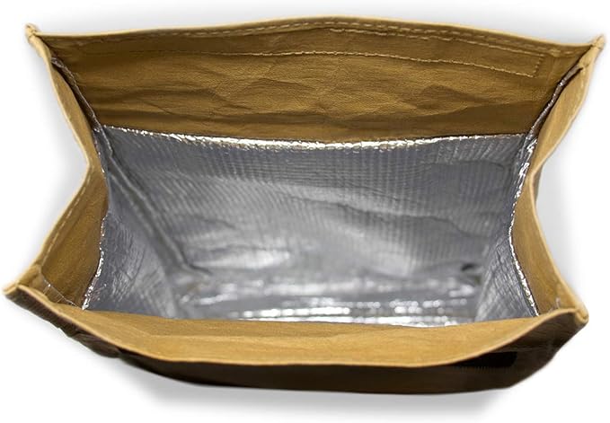 ZENPAC Small Brown Lunch Bag, Reusable & Washable Kraft, Leakproof Sack for Work, School, Picnic, Food, Beverages, Snacks, Travel, 8.5x4.5x12