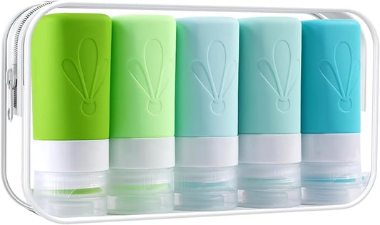 INSFIT Travel Bottles for Toiletries, TSA Approved 2oz Travel Size Containers, BPA Free Leak Proof Squeezable Silicone Tubes for Shampoo Conditioner Lotion Soap with Labels