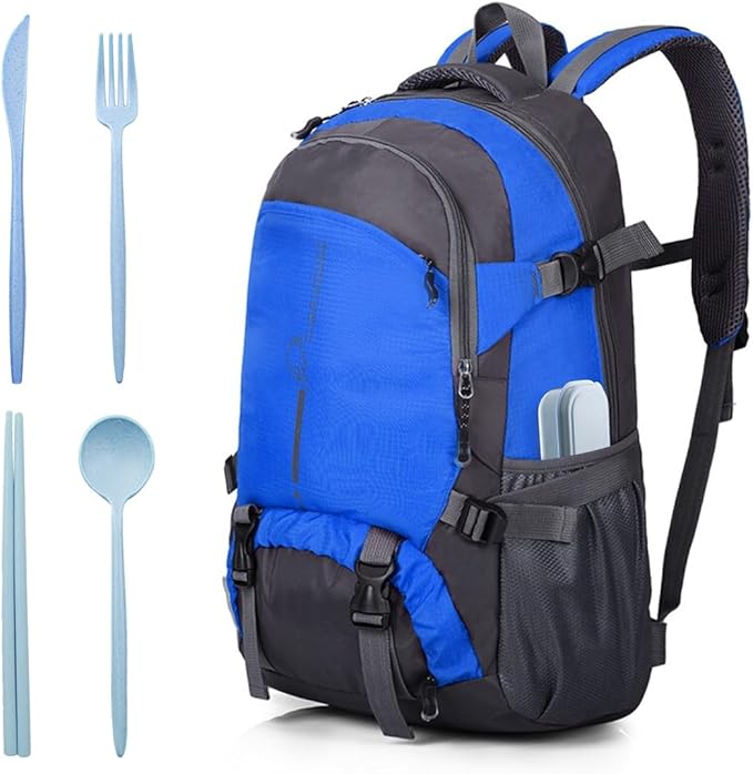 ELANE 4 Sets Reusable Travel Utensils Set with Case,Camping Cutlery Set Reusable Cutlery Set with Case,Utensil Sets for Lunch Picnic Daily Use Outdoor (lightblue)