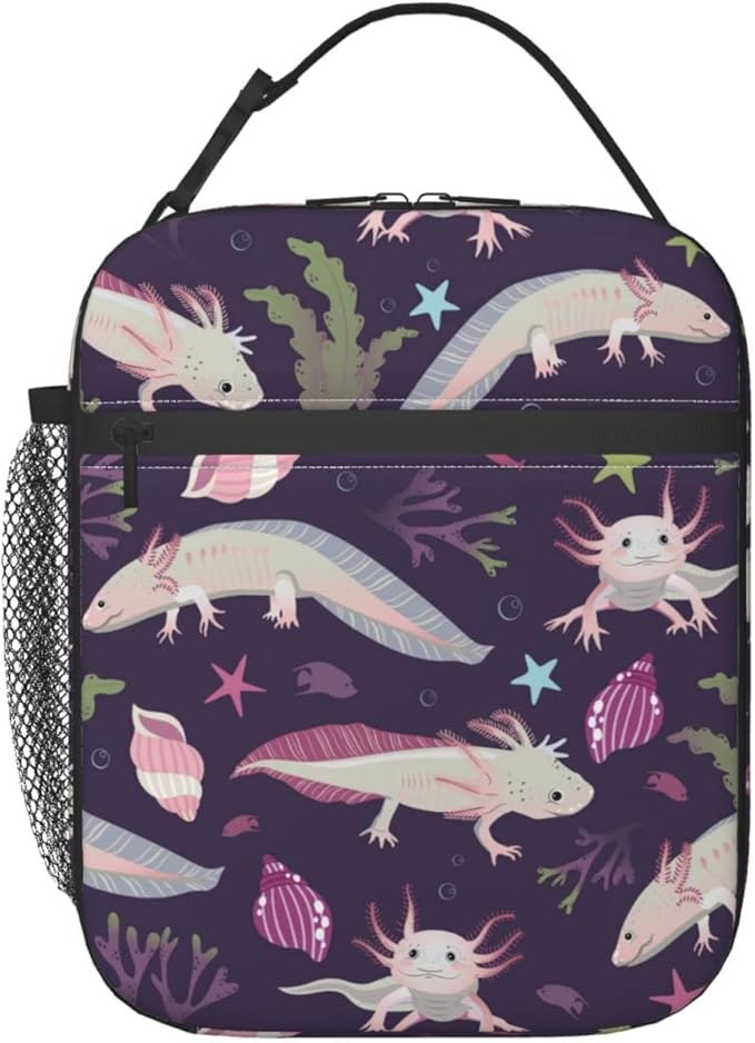 Axolotl Lunch Box Lunch Box Reusable Insulated Totes Lunch Bag Thermal Cooler For Boy Girls School Men Women Beach Picnic Travel