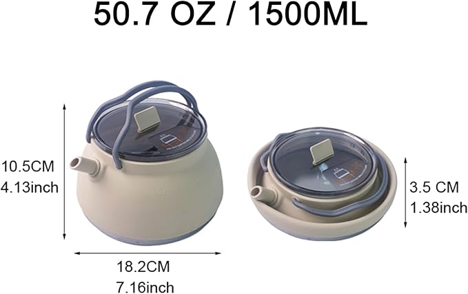 Portable Collapsible Camping Kettle, Coffee Pot for Hiking, Travel and Outdoors, 1.5L