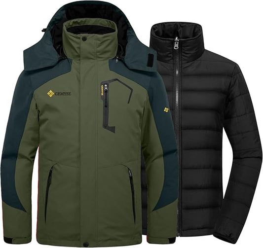 GEMYSE Men's Waterproof 3-in-1 Ski Snow Jacket Puffer Liner Insulated Winter Coat