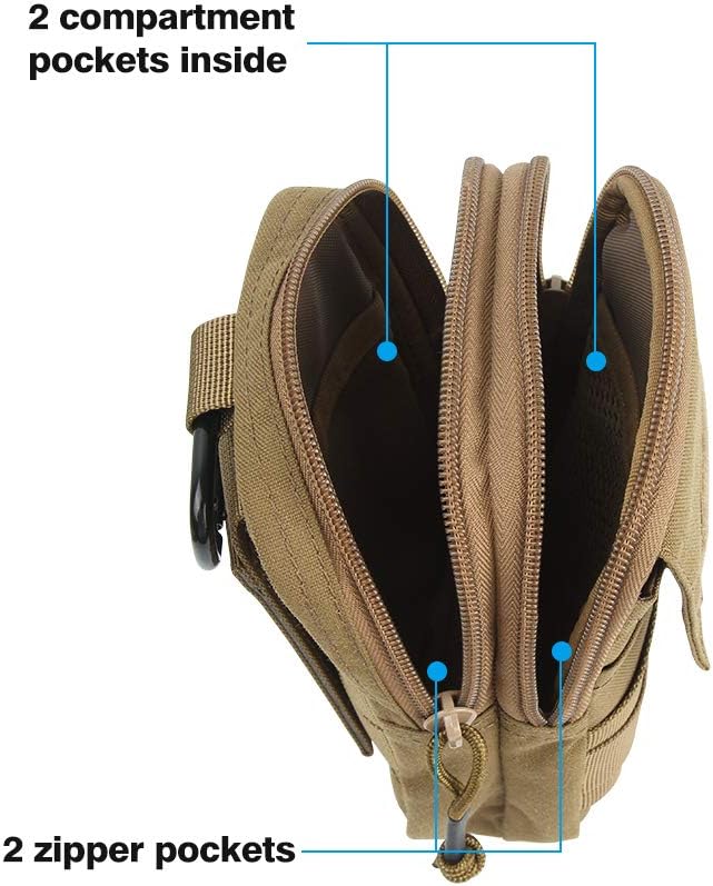 EXCELLENT ELITE SPANKER Tactical Molle EDC Pouch Nylon Belt Waist Bag Camping Hiking Organizer with Cellphone Holster for iPhone 12Pro 12 11ProMax XsMax XR XS X 8Plus 8 7 6 Samsung Galaxy Note 9 S9