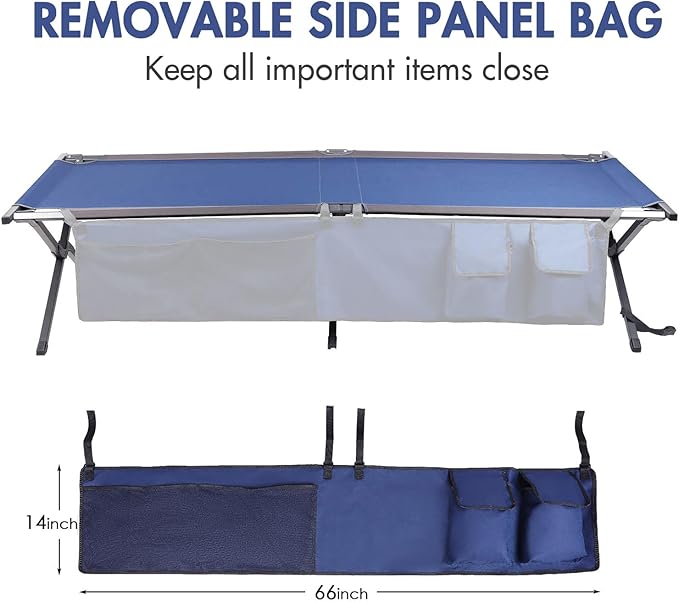 PORTAL Camping Cot, Sleeping Cots for Adults Portable Folding Cot Heavy Duty Tent Cots for Camping, Camping Bed, Supports 300LBS, Dark Blue