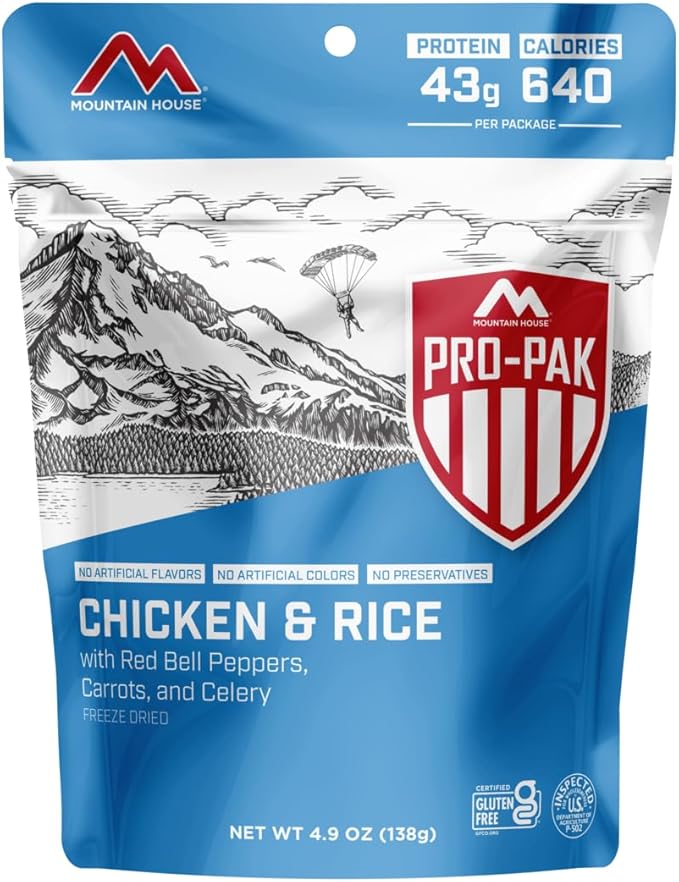 Mountain House Chicken & Rice Pro-Pak | Freeze Dried Backpacking & Camping Food | One Serving |Gluten-Free