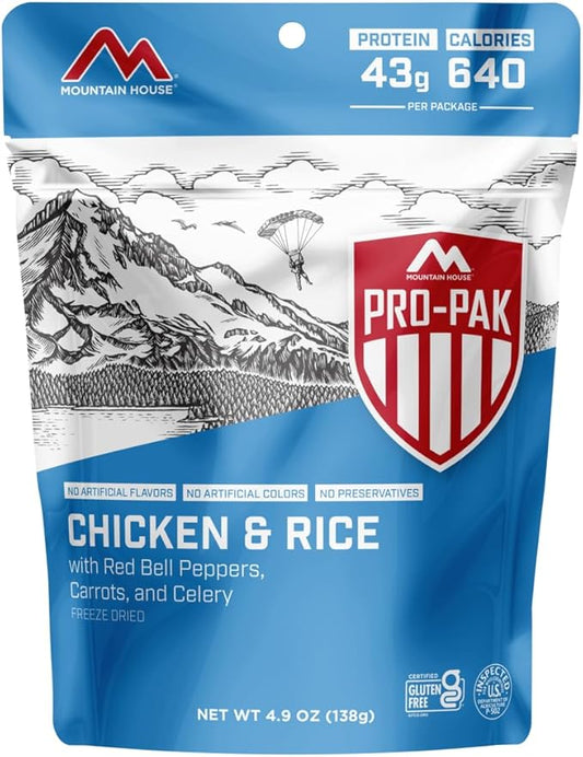 Mountain House Chicken & Rice Pro-Pak | Freeze Dried Backpacking & Camping Food | One Serving |Gluten-Free