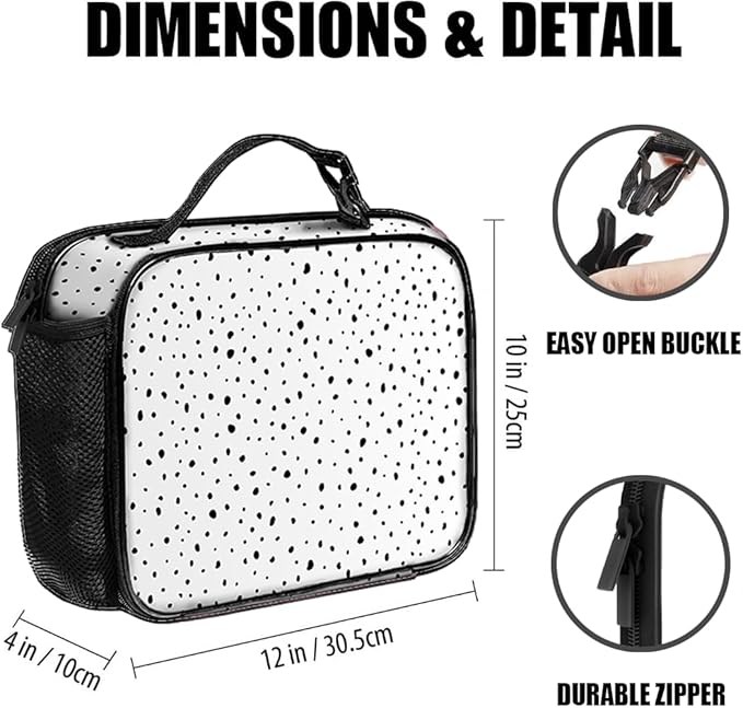Polka Dot Lunch Bag Reusable Insulated Lunch Box Keep Food Cooler Thermal Lunch Tote for Women Men