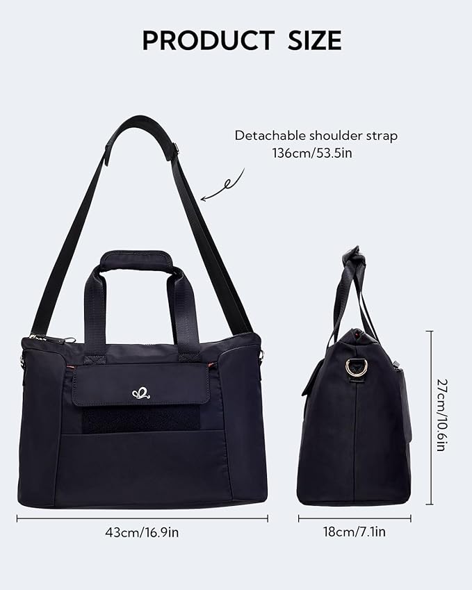 WATERFLY Women's Gym Tote Bag: Lightweight Waterproof Duffel Bag with Compartment Pockets for Woman Carry-on Weekender Overnight Airplane Sports Travel Gym Exercise Duffle Bags