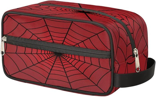Red Spiders Web Toiletry Bag,Travel Cosmetic Bag,Hanging Makeup Bag,TSA Approved Hygiene Bag Waterproof Shave Dopp Kit Organizer for Toiletries Shower Bathroom Carry-on Accessories Gifts