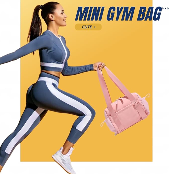 Mini Gym Bag for Women & Girls with Wet Compartment Small Gym Tote Bag Waterproof Travel Duffle Bag Cute Workout Sports Bag, Pink