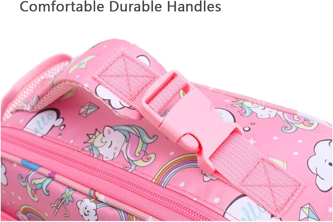 FlowFly Kids Lunch box Insulated Soft Bag Mini Cooler Back to School Thermal Meal Tote Kit for Girls, Boys, Rainbow