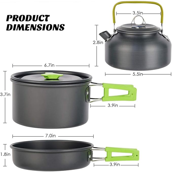 MEETSUN Portable Camp Cooking Set,Space Saving,Lightweight Aluminum Camping Cookware Set,Quick Heating Camping Pot Pan Set with Easy Clean Coating Perfect for Hiking,Backpacking,Outdoor Cooking