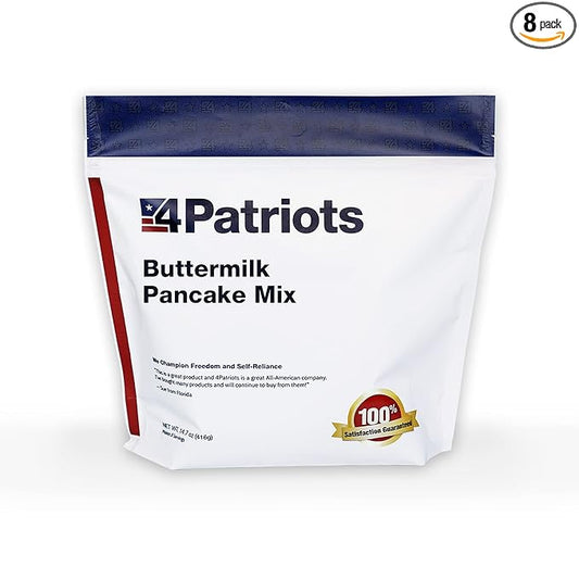 4Patriots Buttermilk Pancake Mix, Emergency Preparedness Pancake Mix, Flapjacks Mix, Perfect For Traveling, Camping, Hunting, Backpacking, Or Survival Scenarios, Fits In Your Bag – 8 Serving Pouch