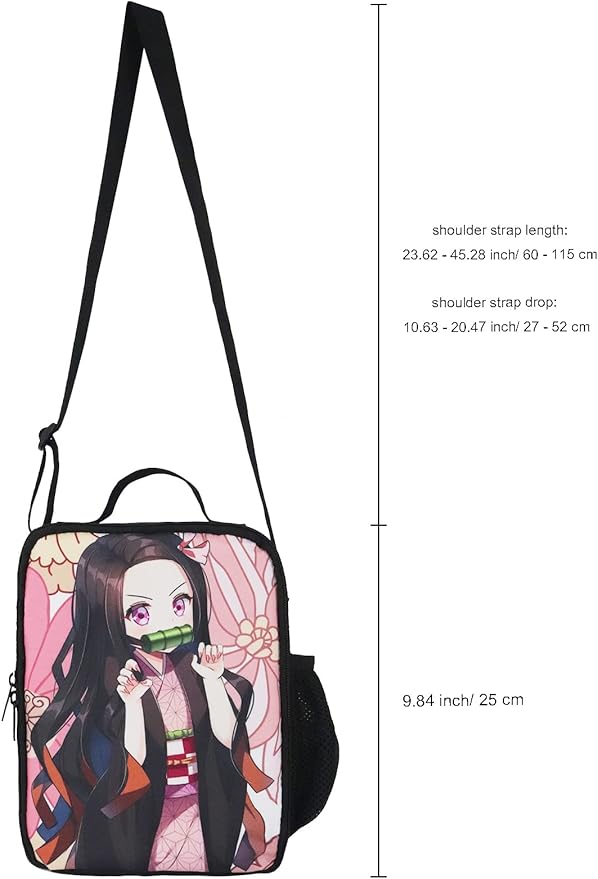 Roffatide Kamado Nezuko Lunch Box Bag Girls Leakproof Multifunctional Student Small Thermal Insulation Lunch Bag