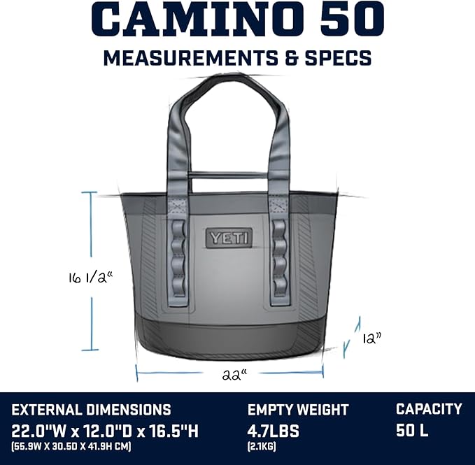 YETI Camino 50 Carryall with Internal Dividers, All-Purpose Utility, Boat and Beach Tote Bag, Durable, Waterproof
