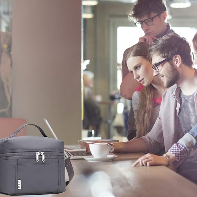 NOL Natural Organic Lifestyle Small Insulated Lunch Bags for Women Cooler Bag Lightweight Nylon Waterproof Lunch Box For Work（Small,Gray）