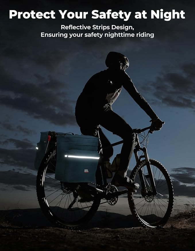 KEMIMOTO Bike Bag Panniers with Rain Cover, 34L Waterproof Bicycle Saddle Bag for Rear Rack Mountain Biking Bags Storage, Ebike Accessories for Commuter Grocery Shopping Travel Carrier, Blue